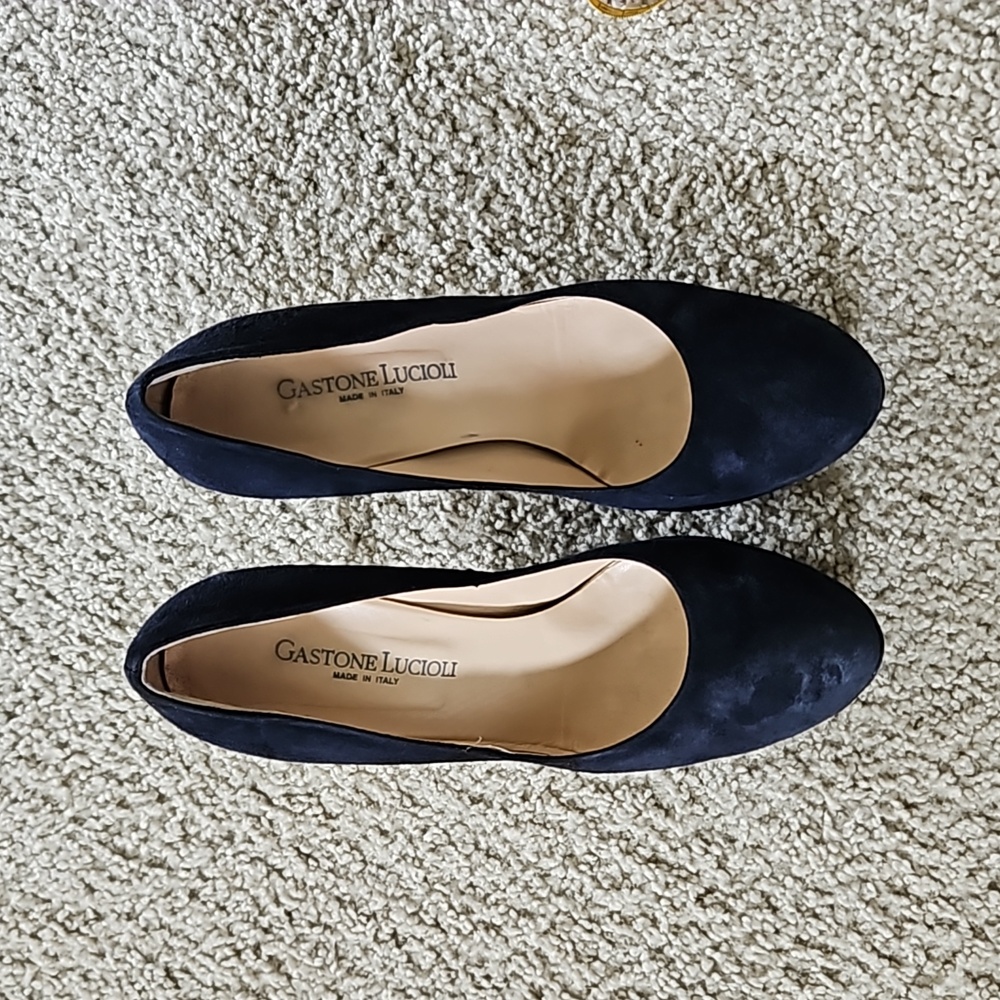 GUC Size 8.5 Navy Blue Suede Gastone Lucioli platform